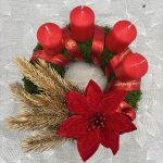 DIY arany-piros moha adventi koszorú