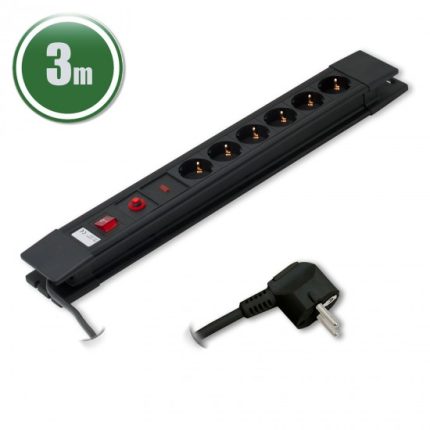 ELEKTROMOS ELOSZTÓ 6-OS 3M KAPCSOLÓVAL fekete