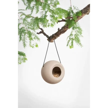 LISA kerámia madáretető bézs - kézzel készített 16x14x16