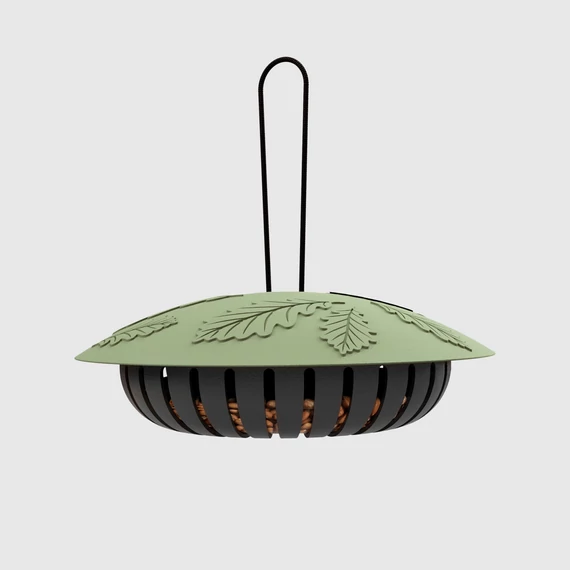 MILA_98-ban_ujrahasznositott_madareteto_foldimogyorohoz_zoldfekete_22x6x6 MILA 98%-ban újrahasznosított madáretető földimogyoróhoz