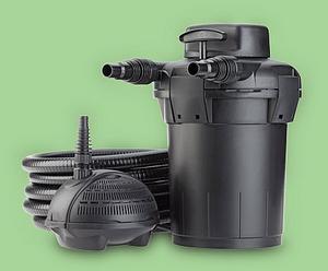 Pontec PondoPress 15.000 .-2500 lh Qmax-UVC 11W nyomásszűrő szett UVC-vel szivattyúval és tömlővel