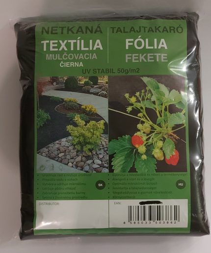 Talajtakaró fekete geotextília 320cmx100m 50g per m2 UV stab